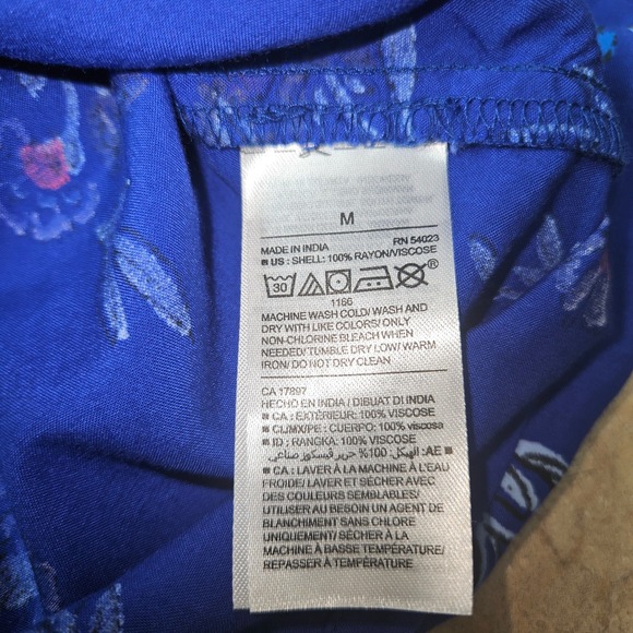 Old Navy Floral Print Casual Dress Blue Summer Dress SZ M Beachy Vacation Resort - Picture 4 of 9